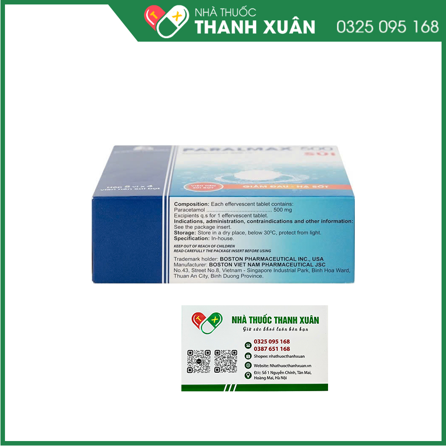 Paralmax 500 Sủi thuốc giảm đau hạ sốt